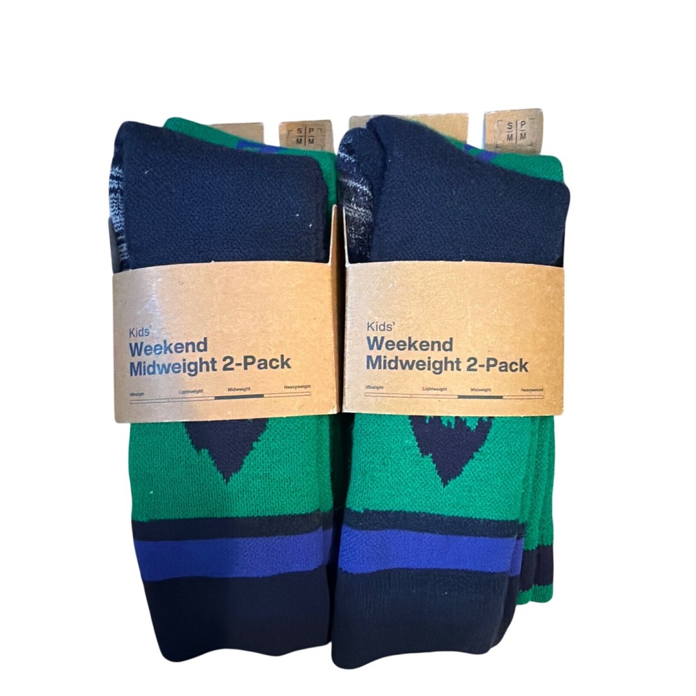 Burton Youth Weekend Midweight Socks 4 Pairs Navy Green Blue S/M NWT